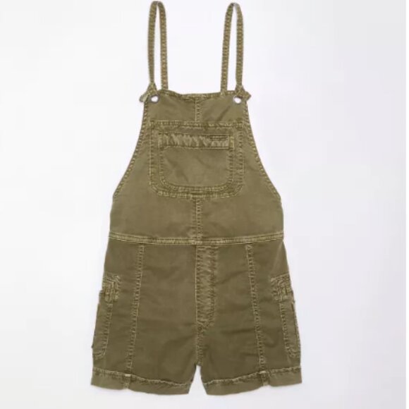 🌿 NWT AE Baggy Overall Short, Size M (US 8- 10) - Picture 4 of 5